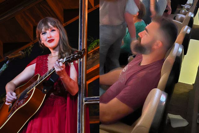 <p>Jason Kelce hilariously mocked for seemingly falling asleep during Taylor Swift’s concert in Miami</p>