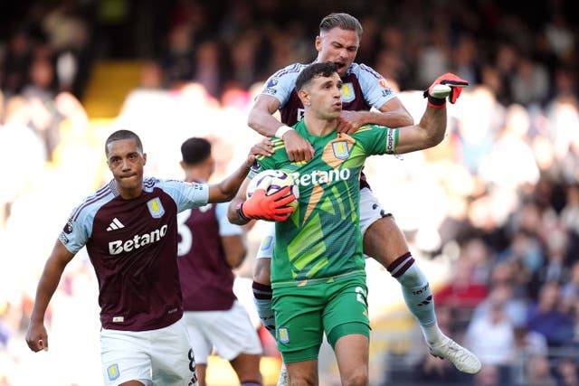 Aston Villa goalkeeper Emiliano Martinez helped them win at Fulham (John Walton/PA)