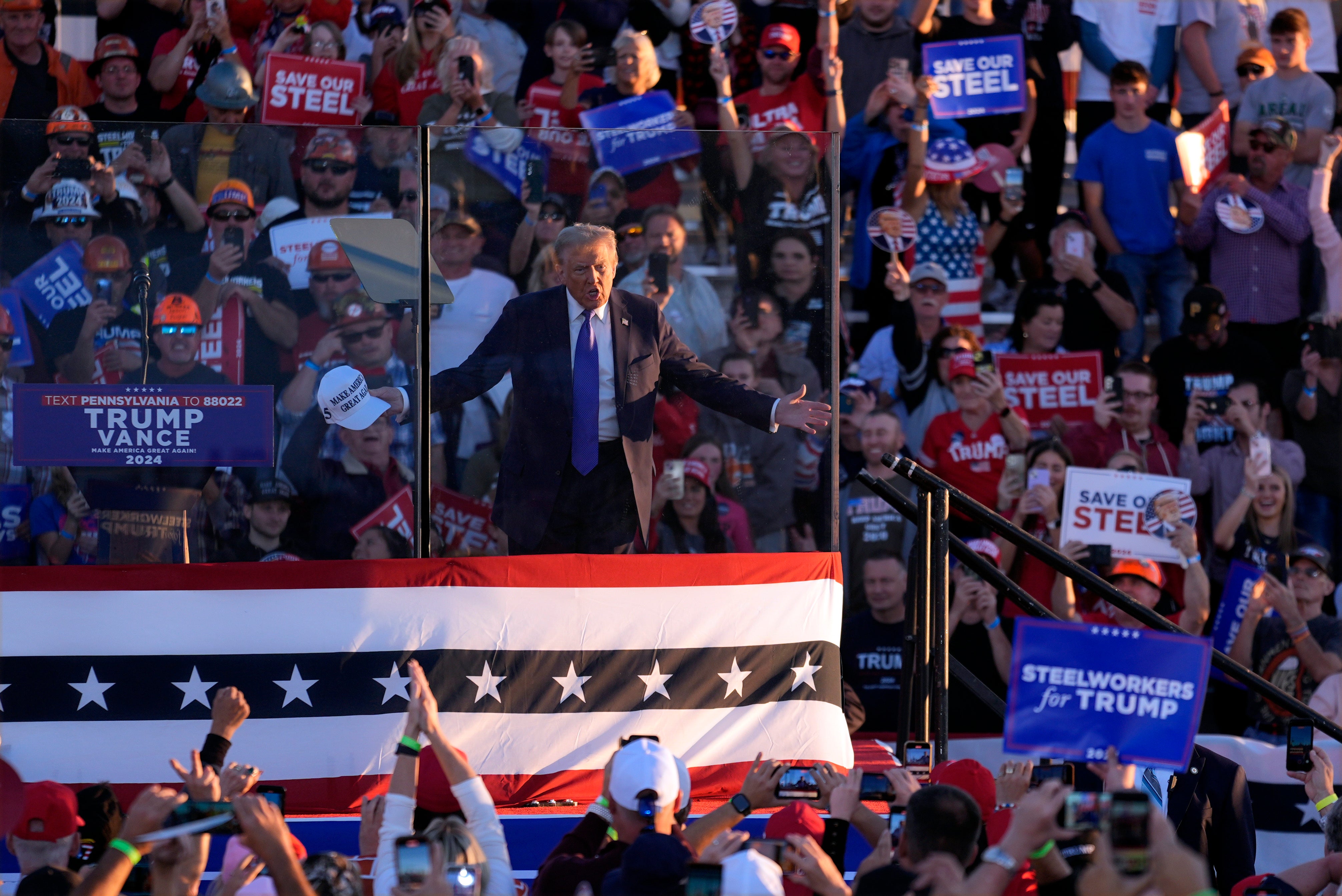 Donald Trump speaks at his Latrobe, Pennsylvania rally on Saturday