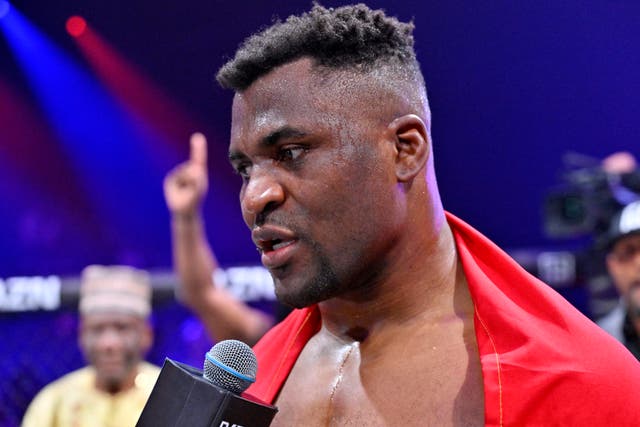 <p>Franics Ngannou paid tribute to his late son Kobe after his victory</p>