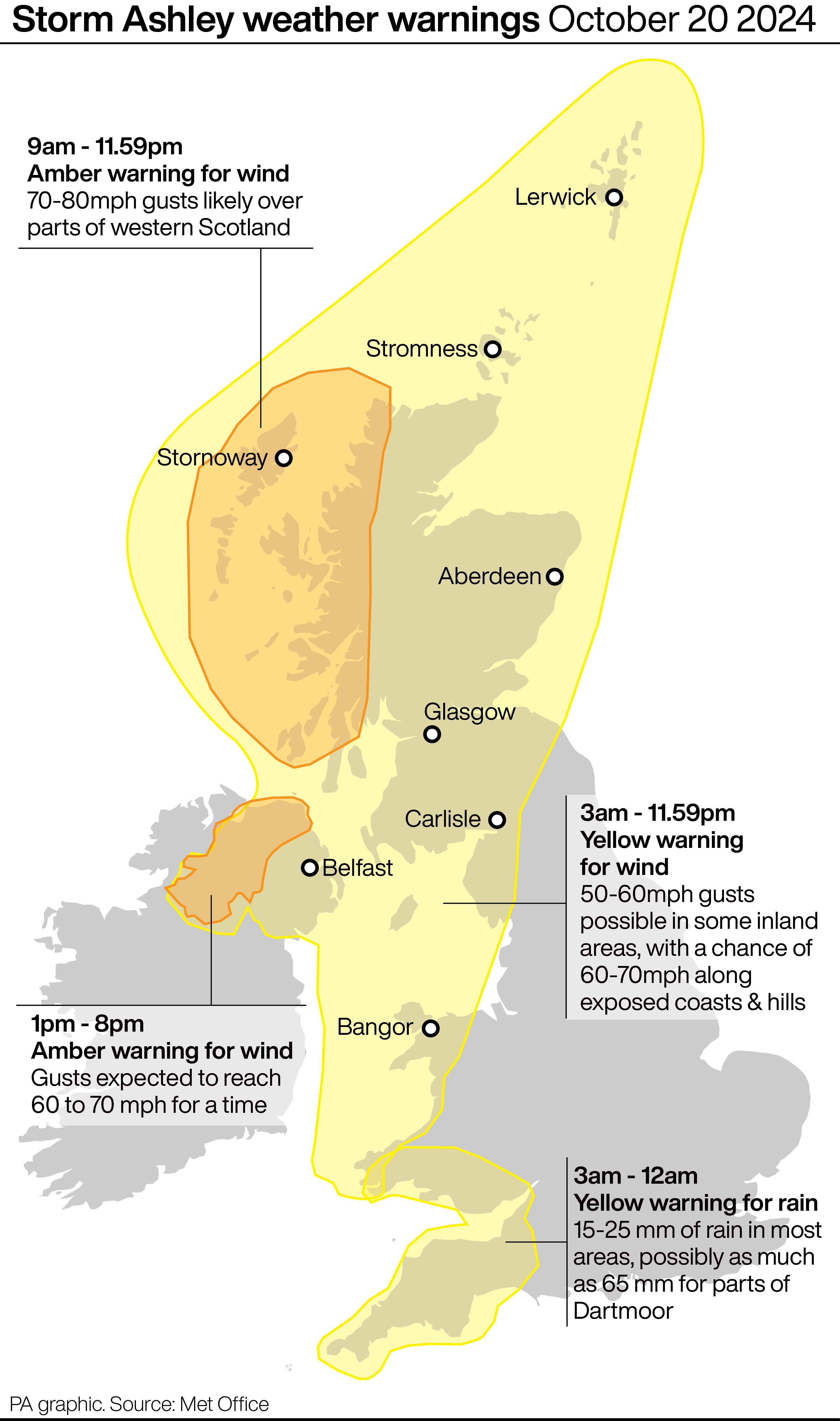 Storm Ashley weather warnings were in force across the country