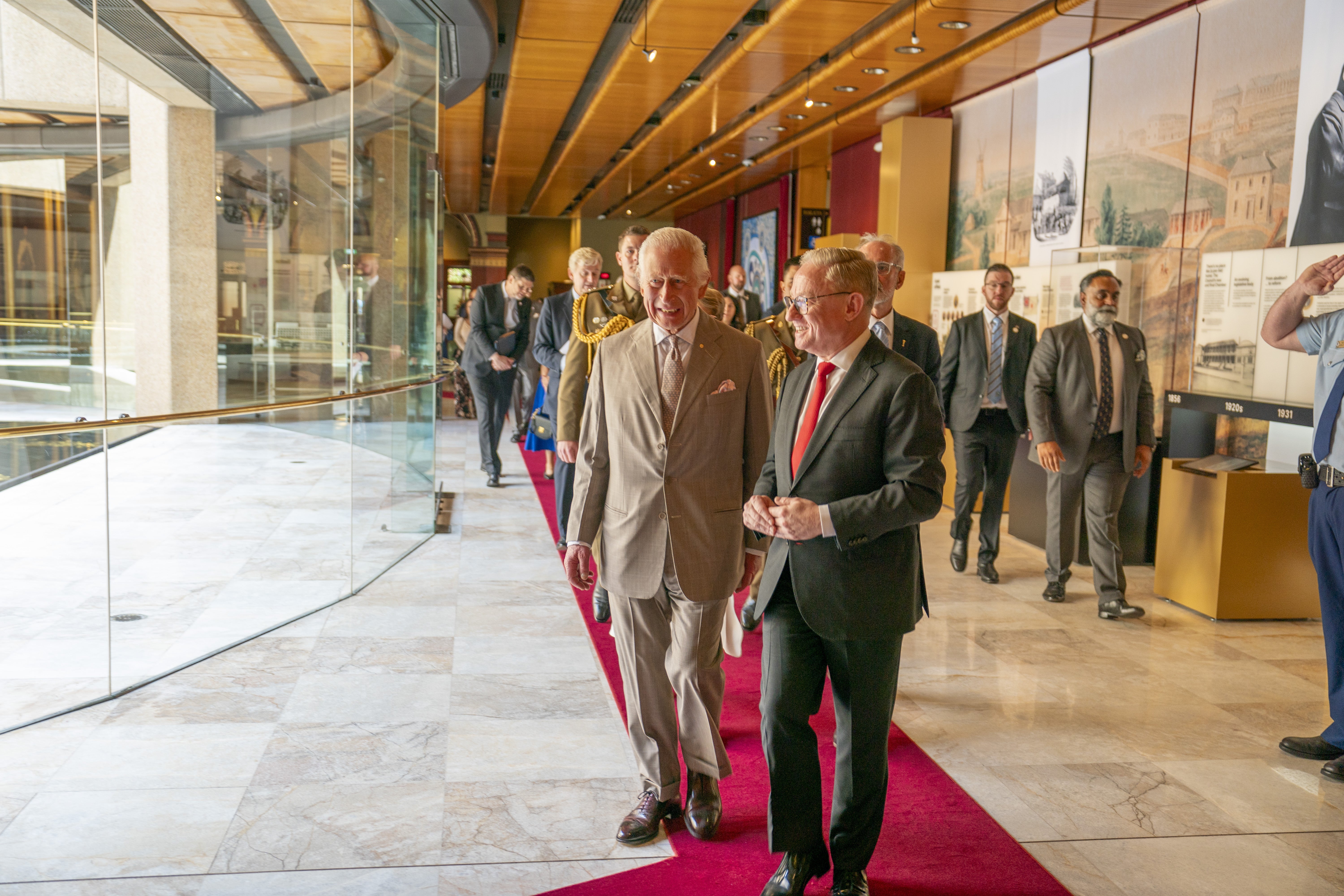 King Charles III is accompanied by Ben Franklin, president of the New South Wales Legislative Council