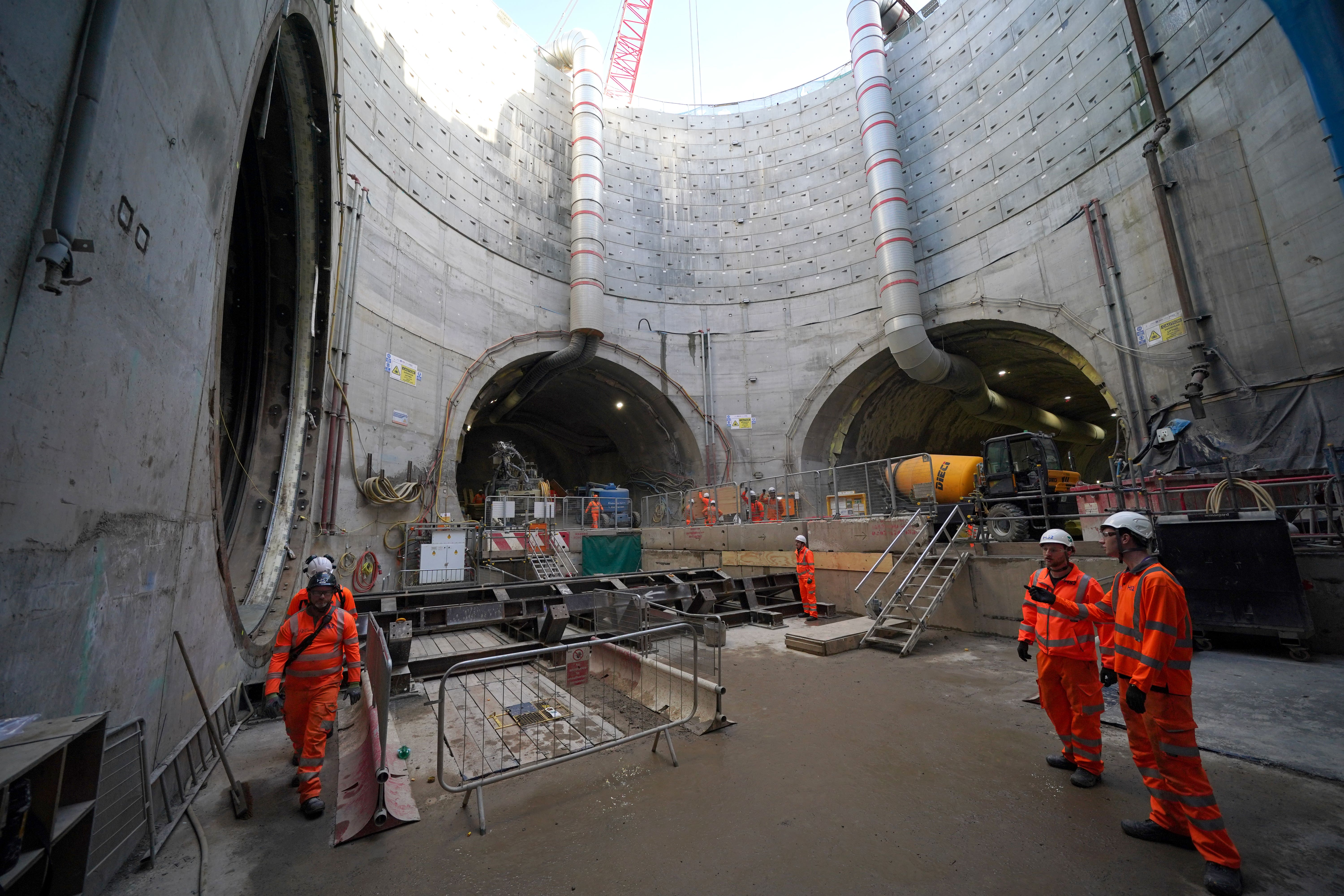 Work continues at the Victoria Road Crossover Box ancillary shaft HS2 site (Jonathan Brady/PA)