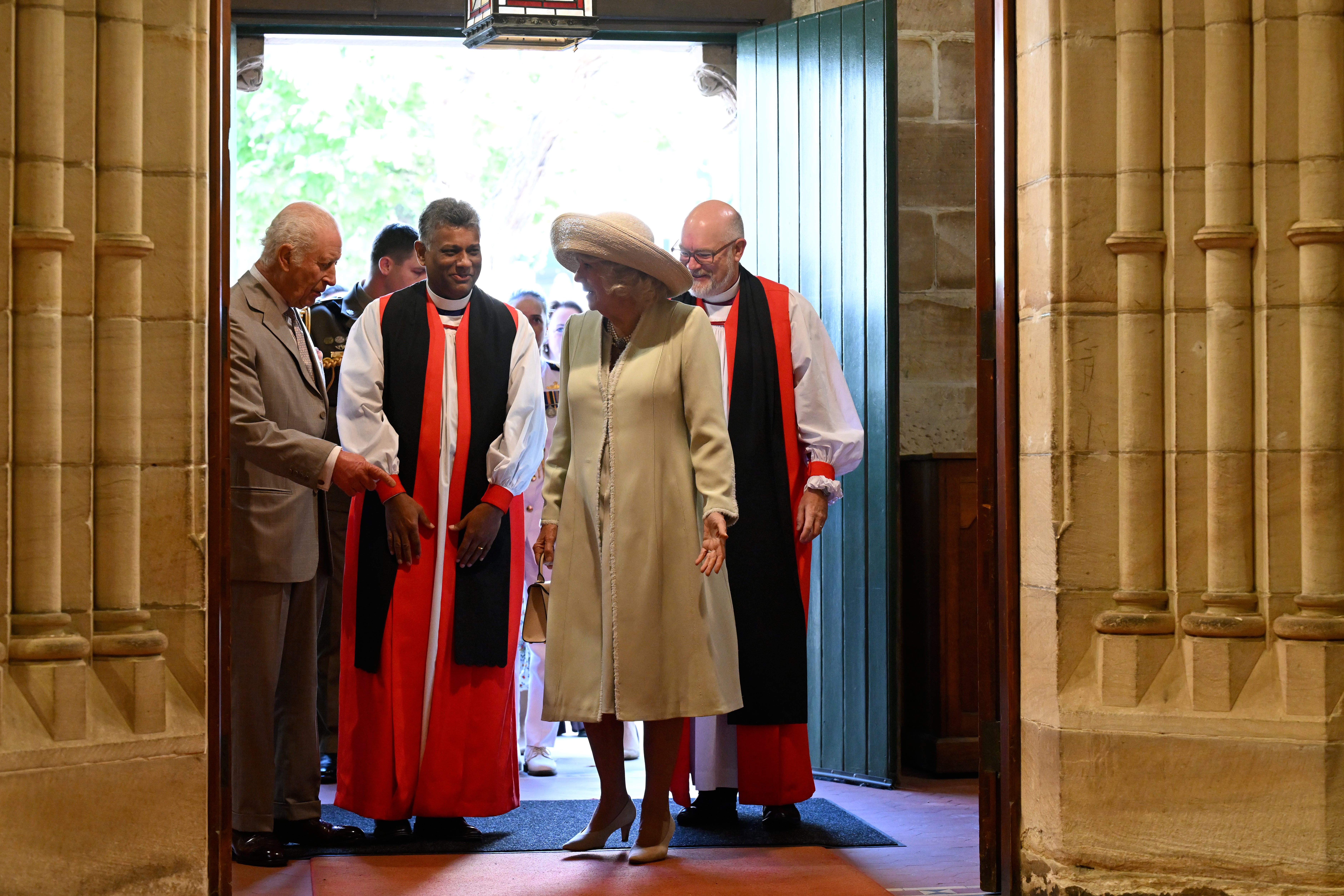 The couple arrive to attend a Sunday service