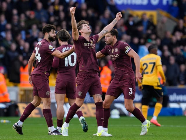 <p>John Stones won the game with a stoppage time header after a controversial VAR call</p>