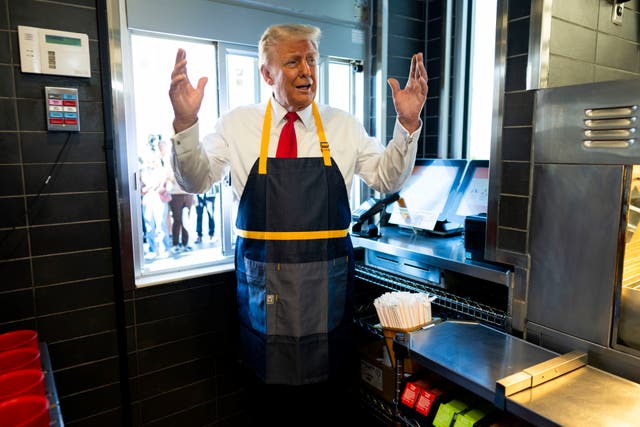 <p>The presidential candidate served customers at a McDonald’s drive-thru this weekend </p>