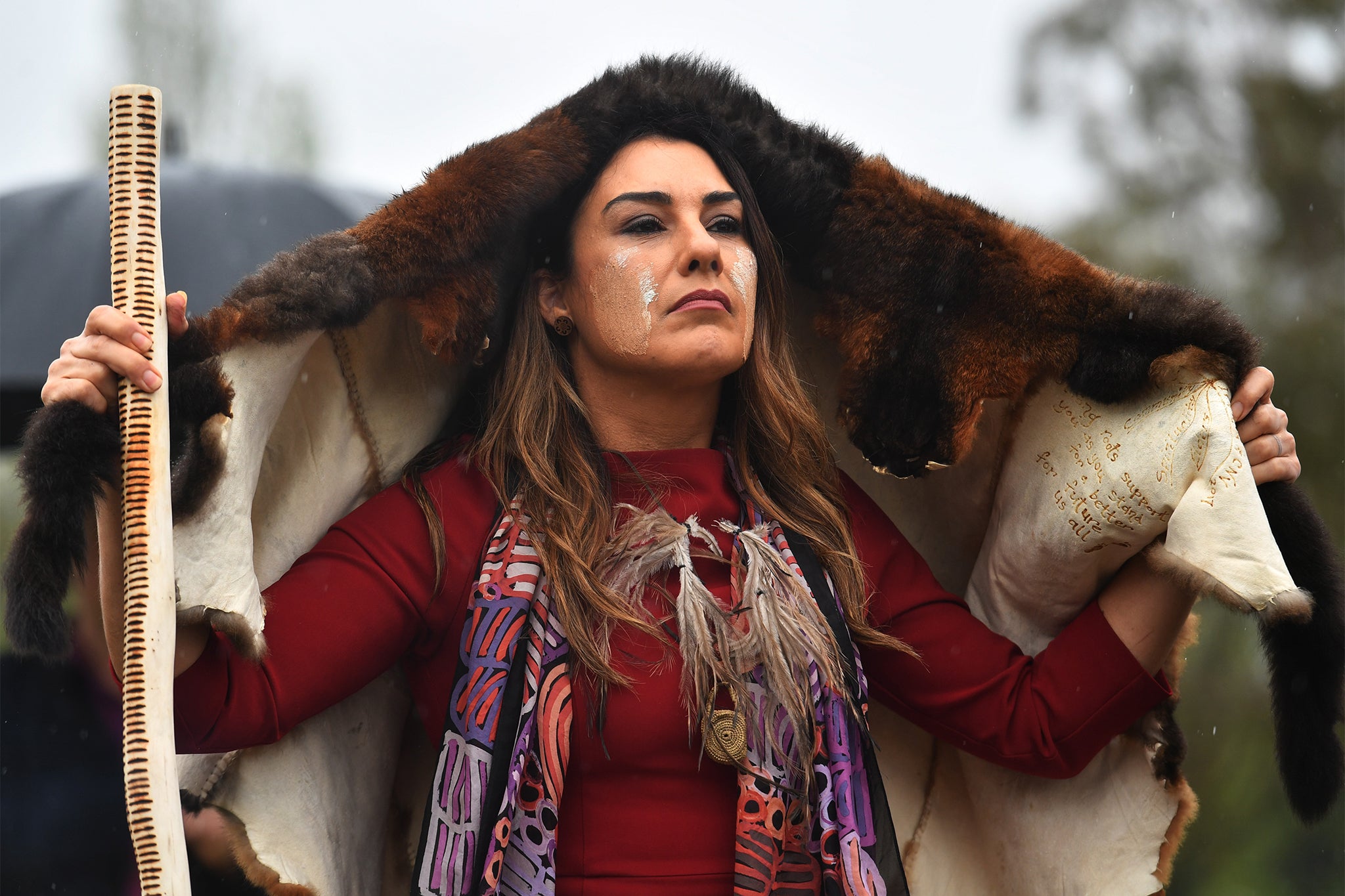 Ms Thorpe during a smoking ceremony at the Aboriginal Tent Embassy at Parliament House on October 06, 2020 in Canberra, Australia.