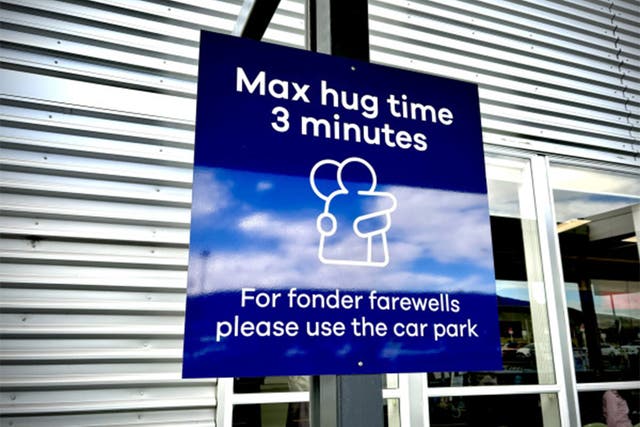 <p>New rule: Travellers at Dunedin airport must bid their friends and family a speedy goodbye </p>