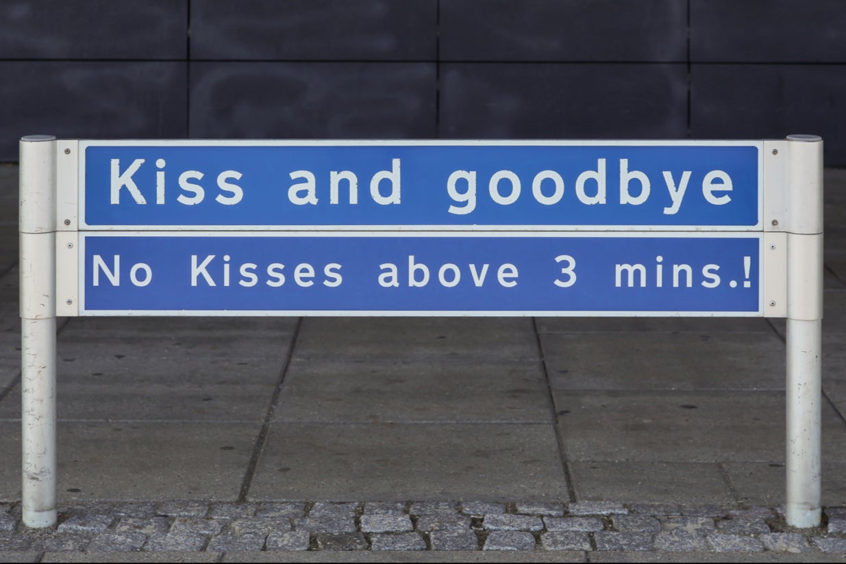 Curtailed: Aalborg airport in Denmark also implores its passengers to cut their goodbyes short