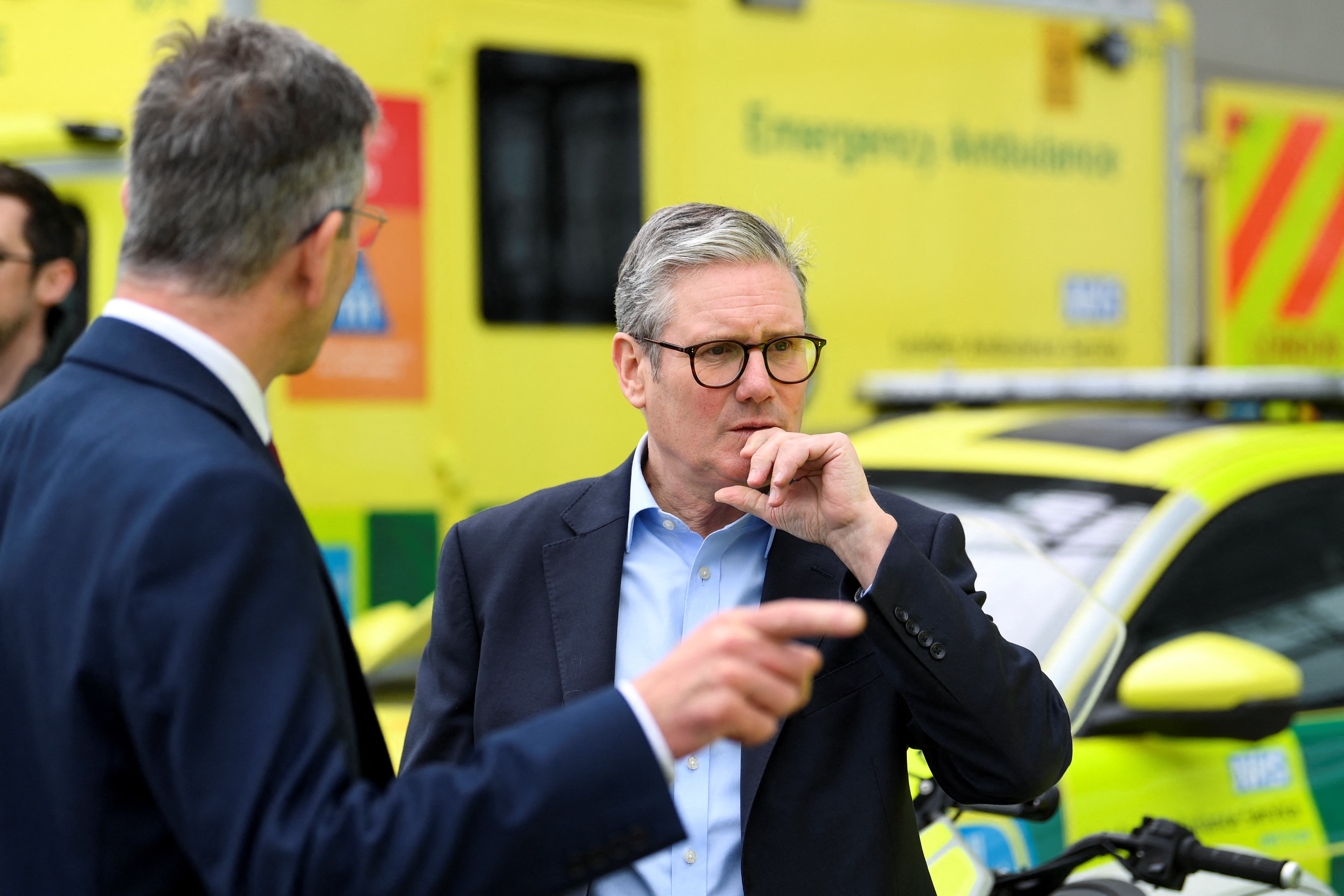 Prime Minister Sir Keir Starmer as he meets NHS staff during a visit to a Emergency Operations Centre (EOC), at London ambulance service dockside centre in London (Jaimi Joy/PA)