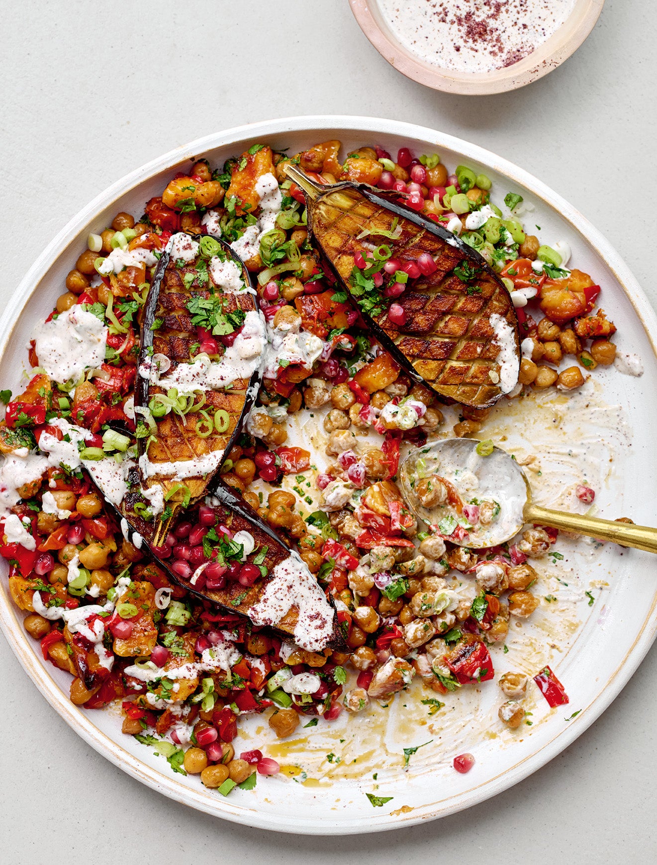 Garnishes make this traybake look like a showstopper and bring the plant score up