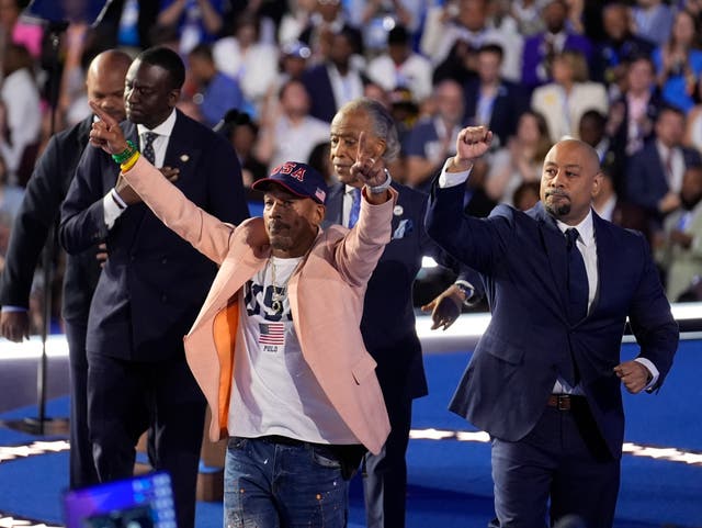 <p>Members of the exonerated Central Park Five — now suing Donald Trump for defamation — appeared at the Democratic National Convention in August</p>