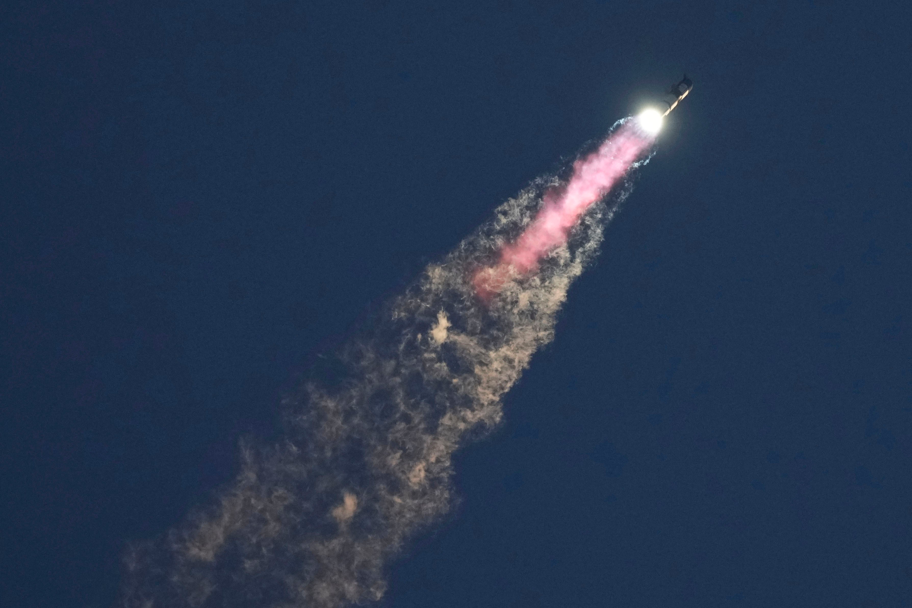 SpaceX's mega rocket Starship lifts off from the Texas-based Starbase for a test flight on October 13, 2024. SpaceX plans to send the next generation of its Starlink satellites to orbit using the megarocket.