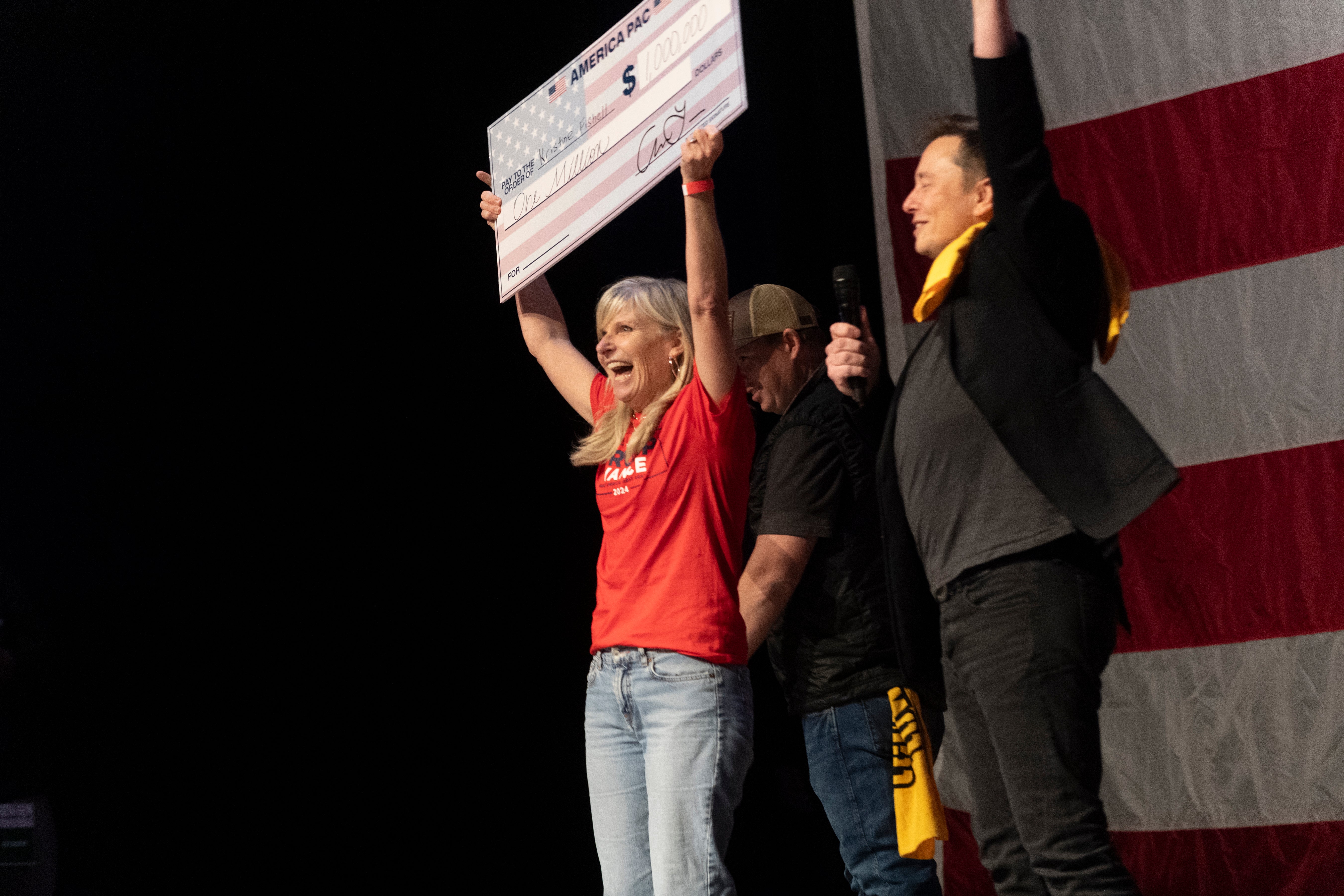 Kristine Fishell won a $1 million prize in Pennsylvania on October 20 after signing a petition from Elon Musk’s America PAC