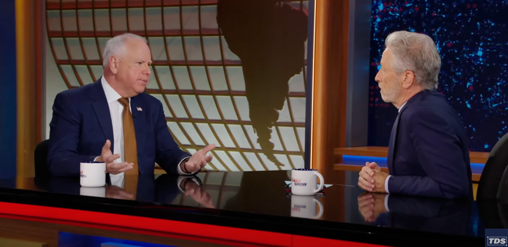 Democratic vice presidential nominee Tim Walz appeared on The Daily Show with Jon Stewart and discussed former vice president Dick Cheney’s endorsement of Vice President Kamala Harris