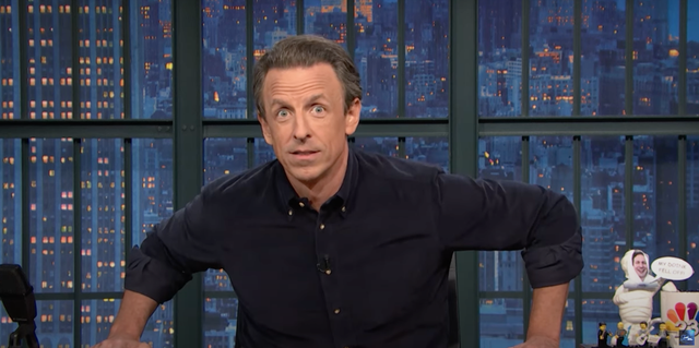 <p>Seth Meyers took a swing at Trump’s latest obsession on Monday’s show </p>