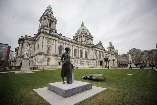 The portrait was damaged at Belfast City Hall at the weekend (Liam McBurney/PA)