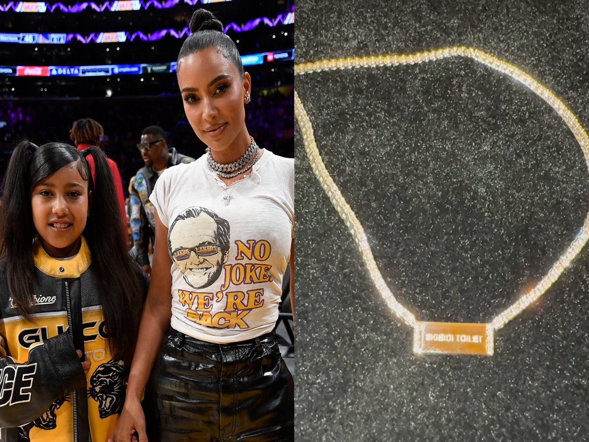 North West gives mother Kim Kardashian a diamond necklace with unexpected  engraving for her 44th birthday | The Independent, image size:1200x900