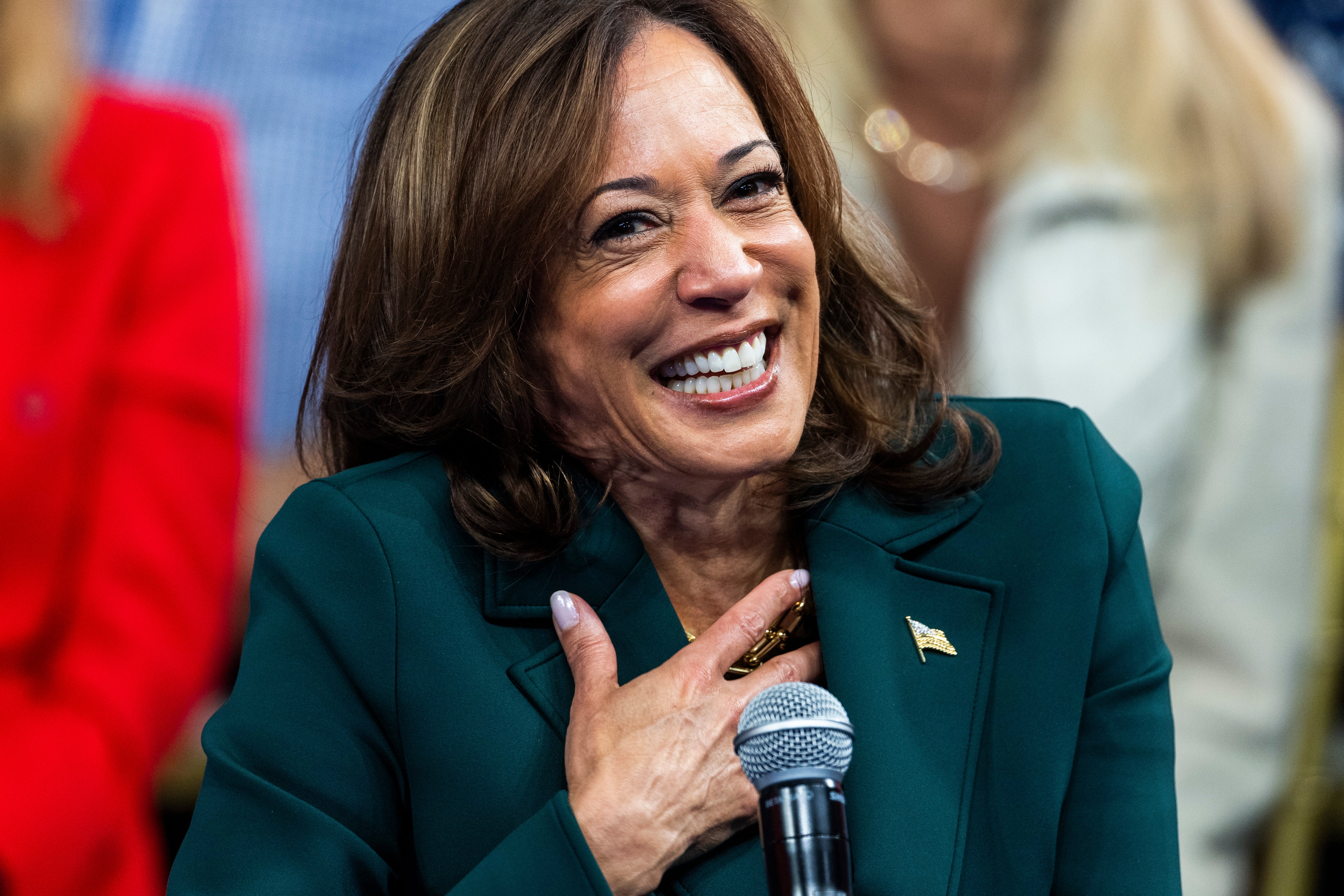 Both Kamala Harris and Tim Walz are leading Donald Trump and JD Vance, respectively, in favorability among registered voters