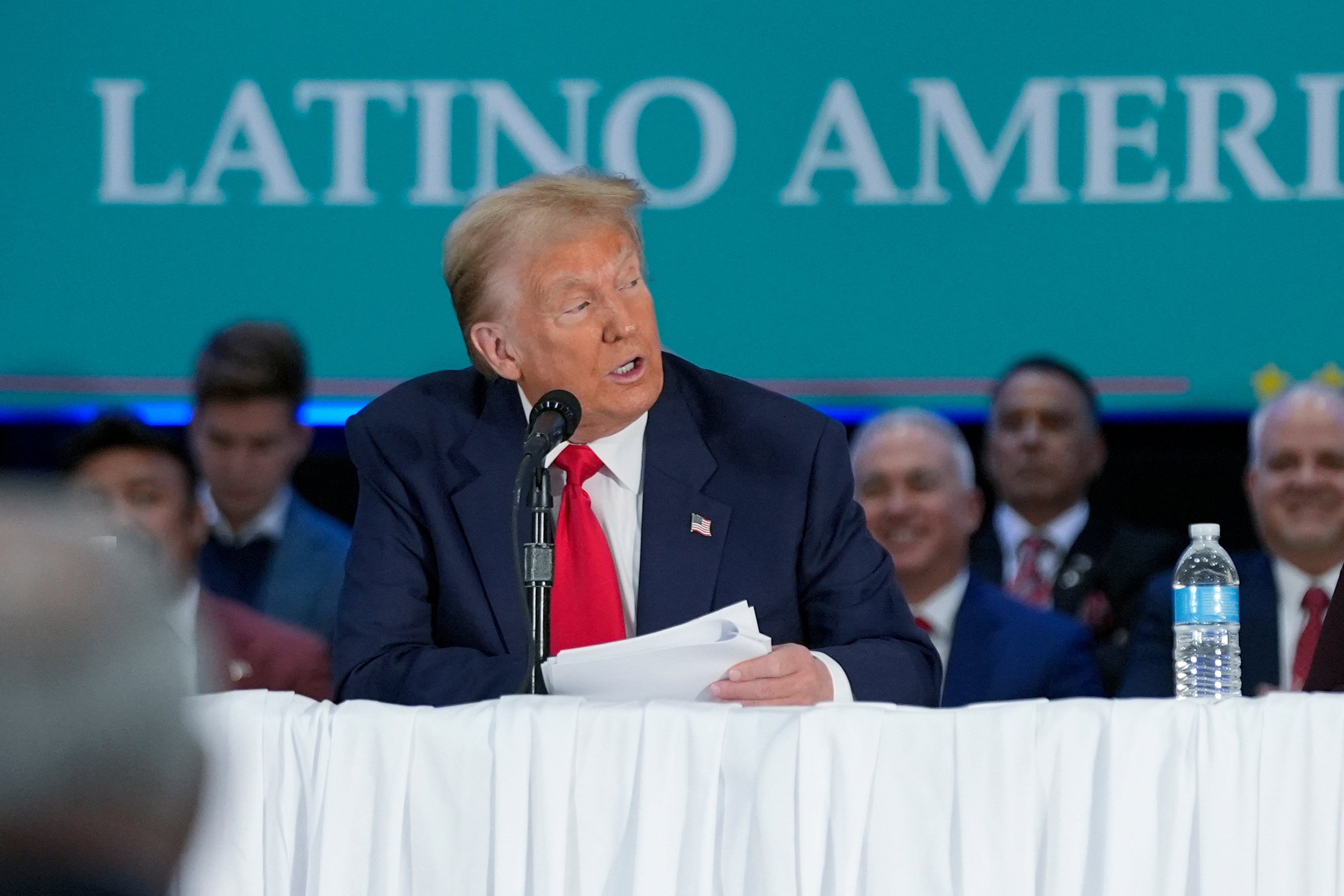 Republican presidential nominee former President Donald Trump participates in a roundtable with Latino leaders on October 22 in Flroida. His odds to win the election are now higher than the debate