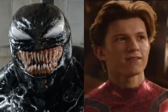 <p>Venom and Tom Holland as Spider-Man</p>