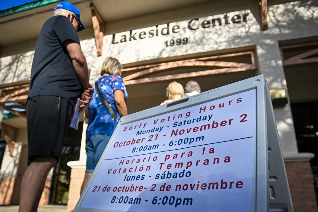 Americans line up to vote early in Daytona Beach, Florida, on Monday, October 21, 2024