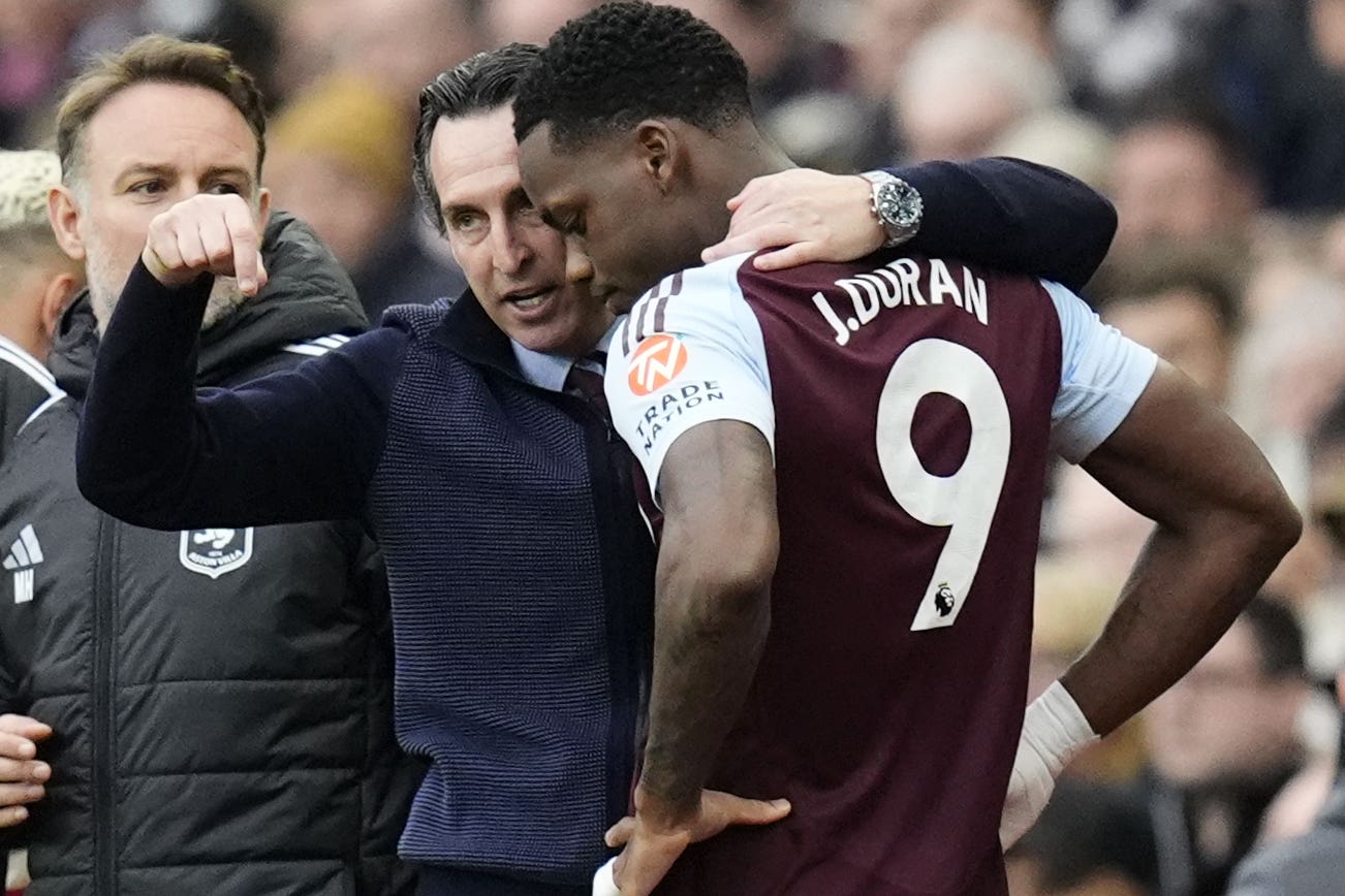 Aston Villa manager Unai Emery has no problem with Jhon Duran’s angry reaction to being substituted after scoring in the 2-0 win over Bologna (Nick Potts/PA).