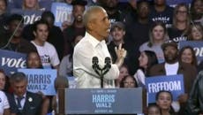 Watch: Barack Obama raps popular Eminem song at Detroit rally