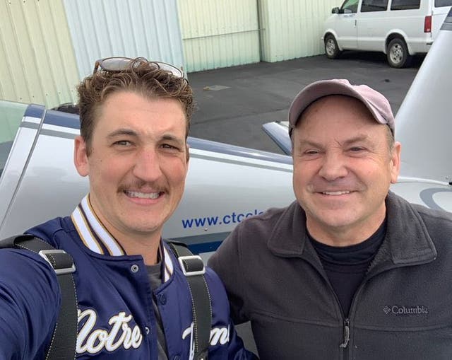 <p>Miles Teller and Top Gun: Maverick aerobatics trainer Chuck </p>