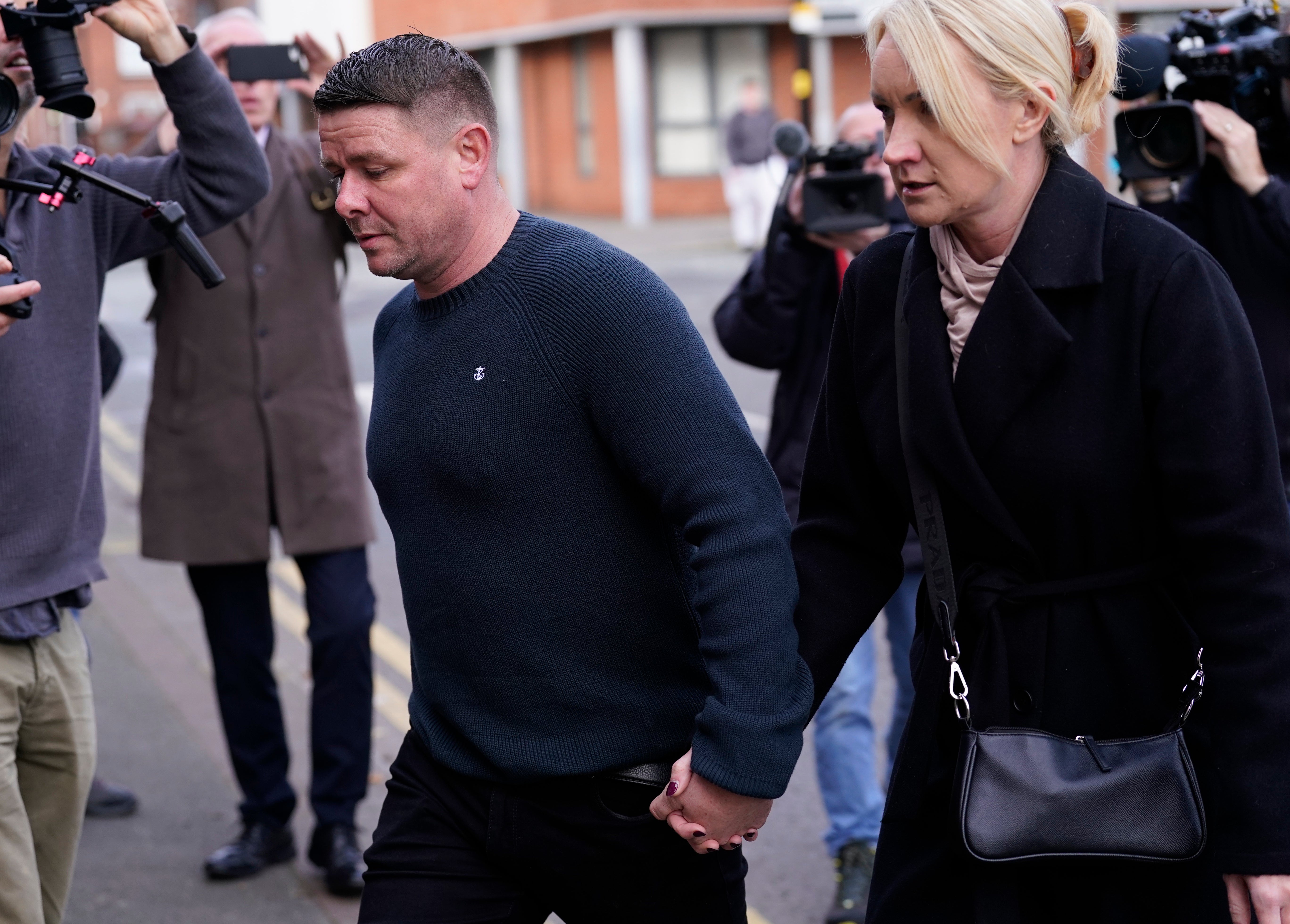 Peter Spooner, the father of murdered 16-year-old Brianna Ghey, arrives at the Coroner's Court in Warrington