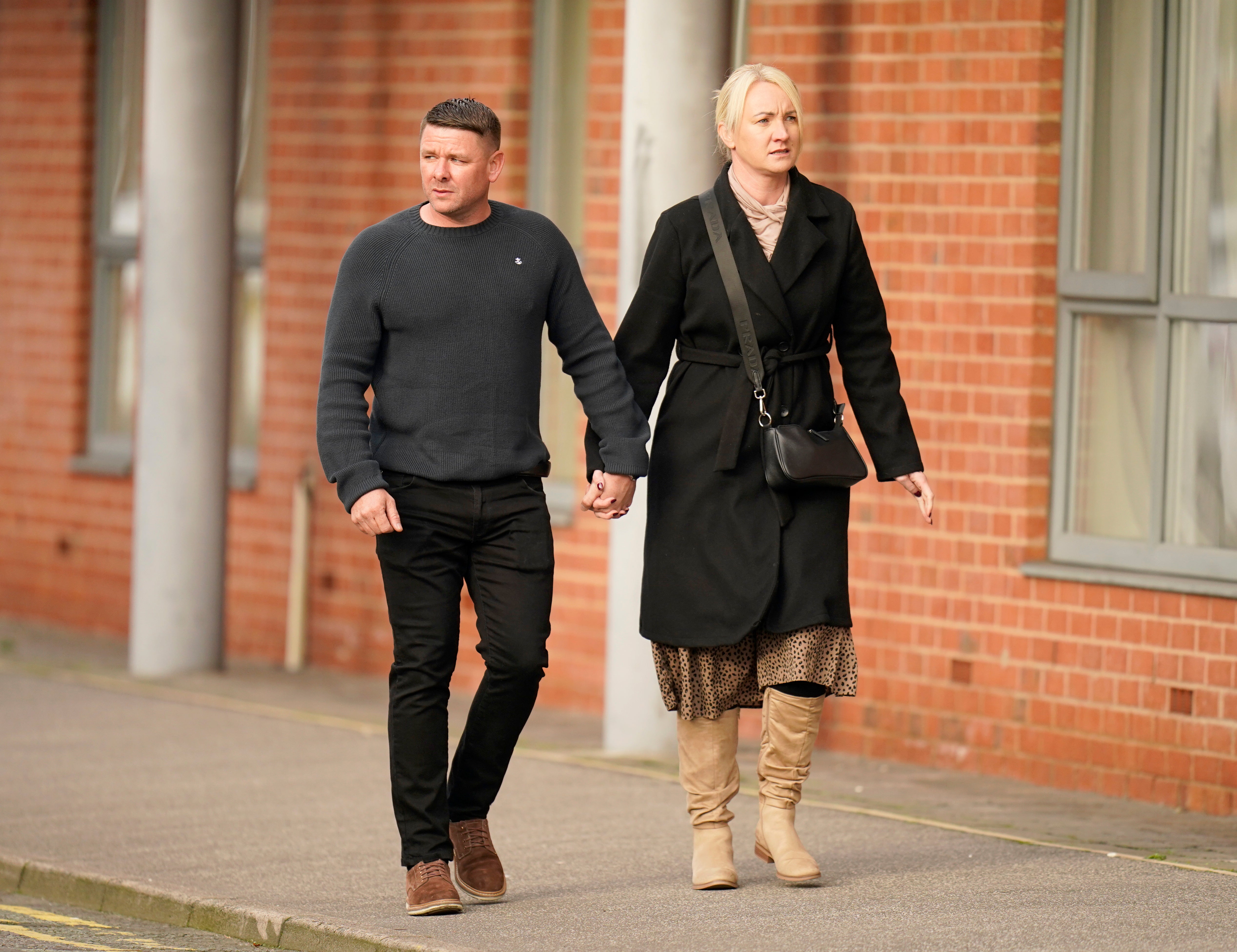 Mr Spooner is seen arriving at Cheshire Coroner's Court as the three-day inquest into his daughter's death is due to take place there from Wednesday to Friday