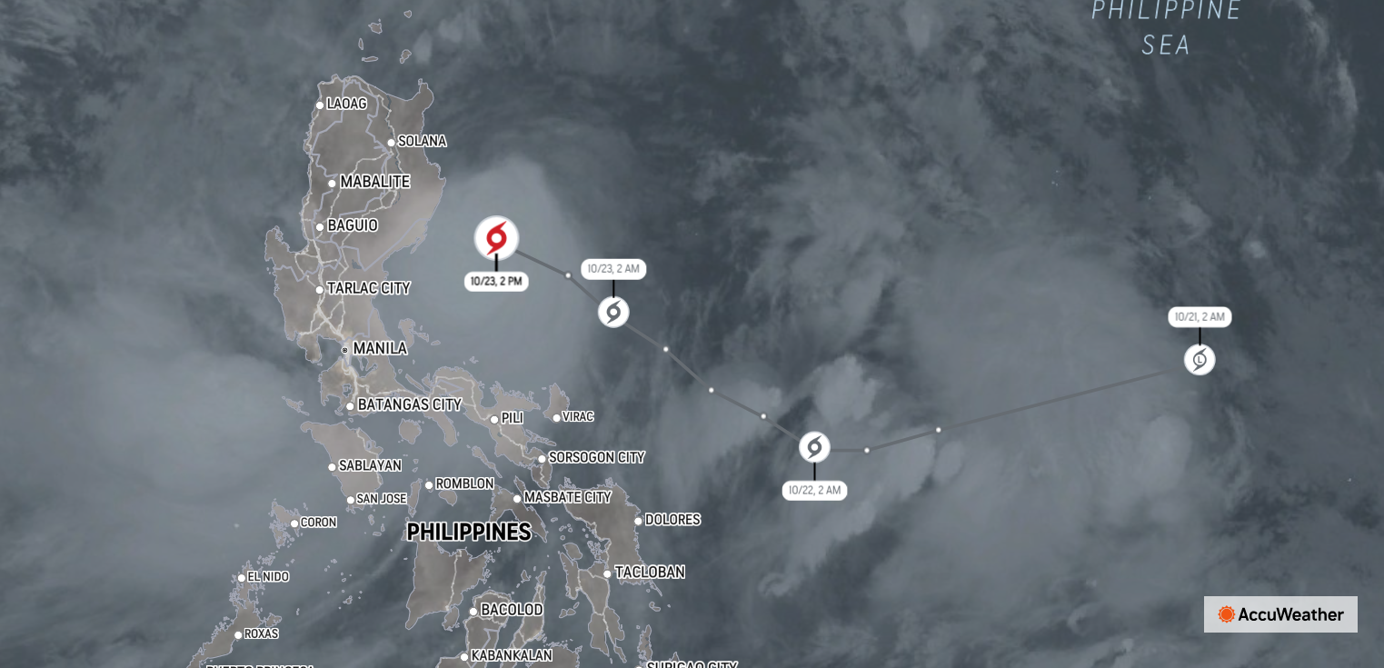 Image shows path of Trami as the Philippines issues flood warnings