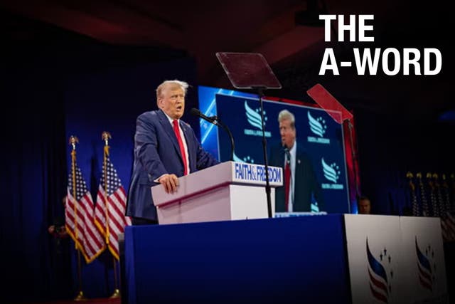 <p>Donald Trump speaks at Faith and Freedom’s Road to Majority convention in Washington DC on 22 June</p>