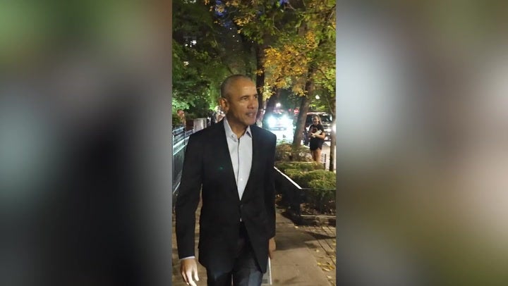 <p>Barack Obama casts vote in presidential election.</p>