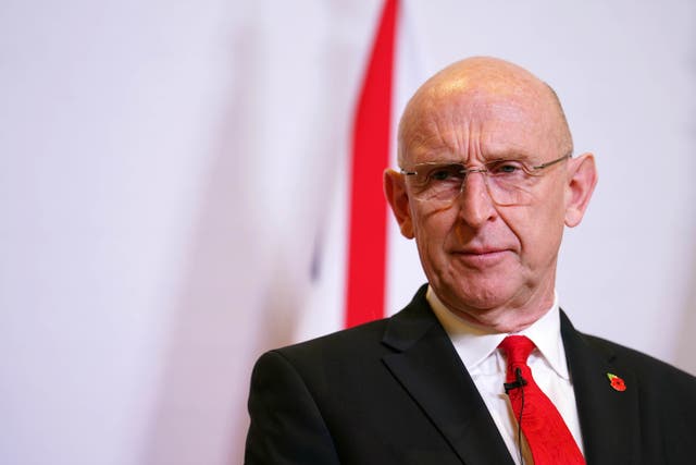 <p>Defence Secretary John Healey said it was a sign of Russian President Vladimir Putin’s desperation (Jordan Pettitt/PA)</p>