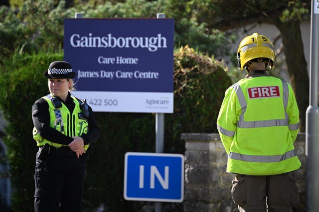 <p>Police, fire and ambulance services on the scene at Gainsborough Care Home </p>