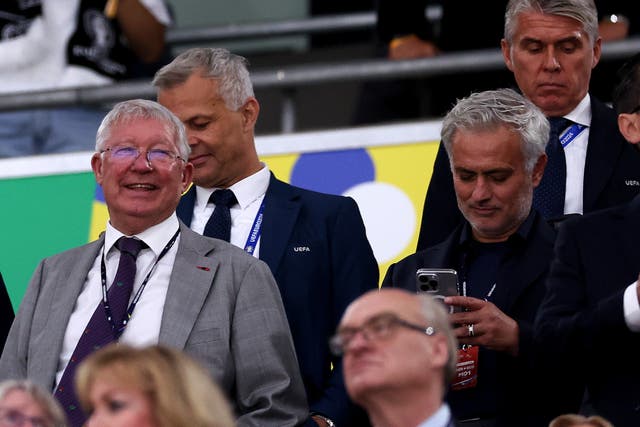 <p>Sir Alex Ferguson and Jose Mourinho at Germany v Scotland at Euro 2024</p>