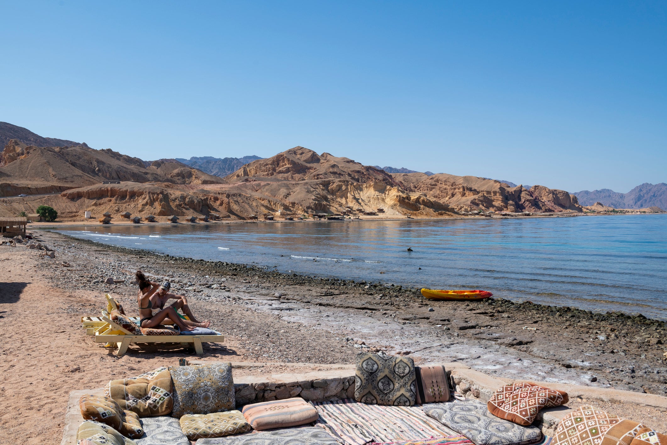 Just north of the port town of Nuweiba, travellers can find an almost untouched beachfront