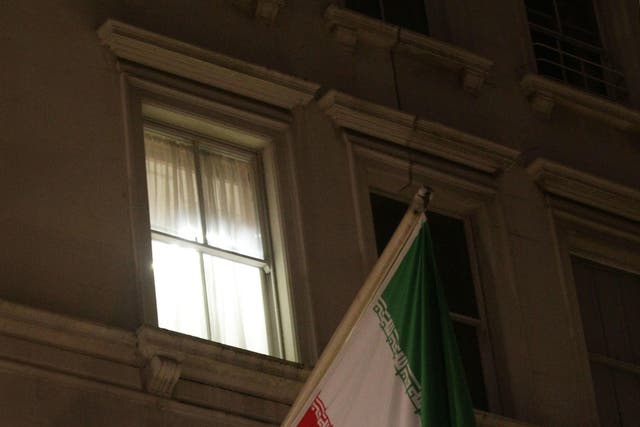 A flag outside the Iranian Embassy in west London (Yui Mok/PA)