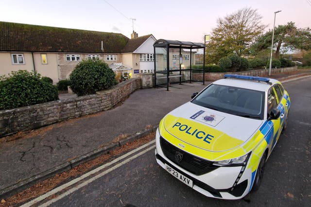 Police at Gainsborough Care Home in Swanage where three people died (Jamie Lashmar/PA)