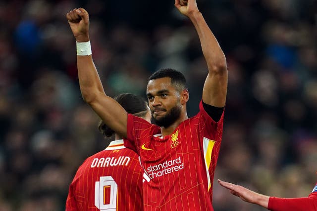 Liverpool’s Cody Gakpo celebrates scoring their side’s fourth goal of the game during the Carabao Cup third round match at Anfield, Liverpool. Picture date: Wednesday September 25, 2024.