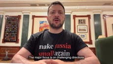 Zelensky taunts Putin by wearing ‘make russia small again’ T-shirt in video address to nation