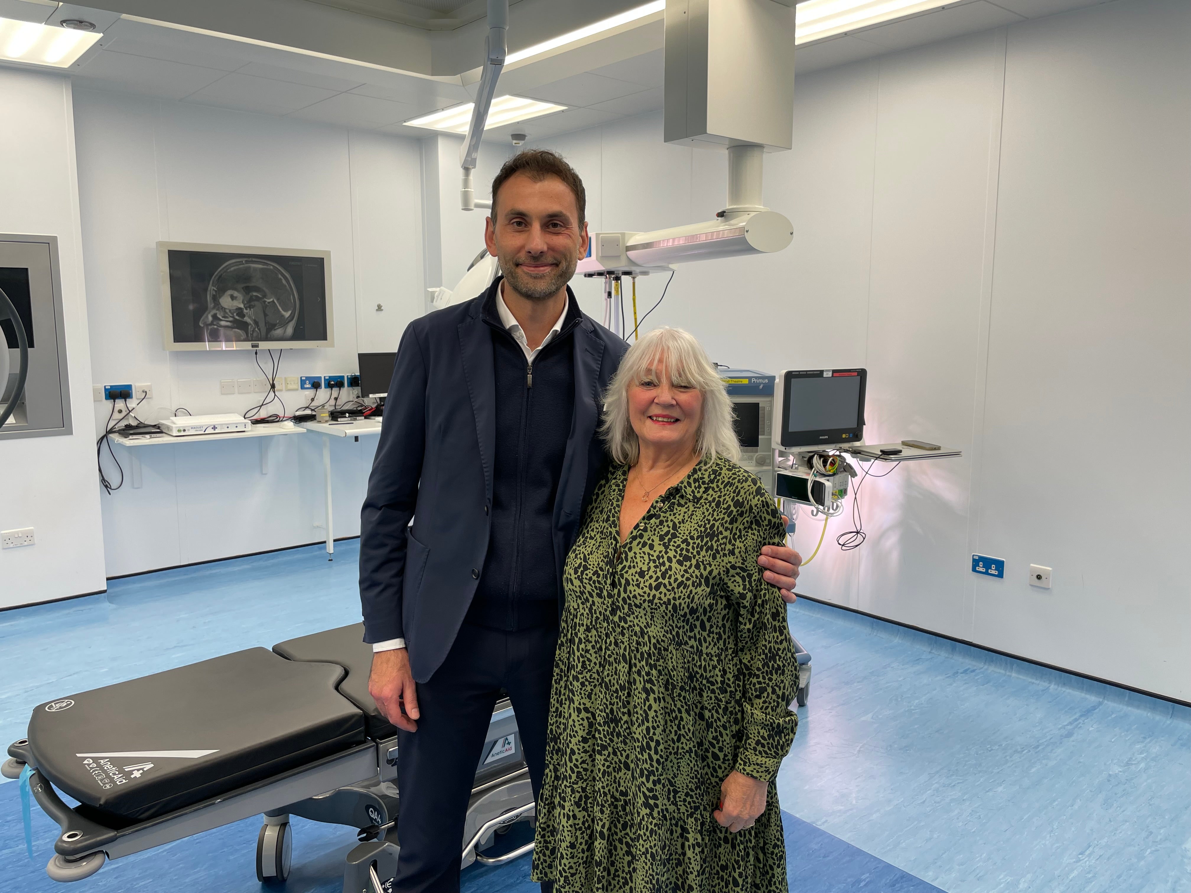 Mr Anastasios Giamouriadis, a consultant neurosurgeon at NHS Grampian, with patient Doreen Adams,