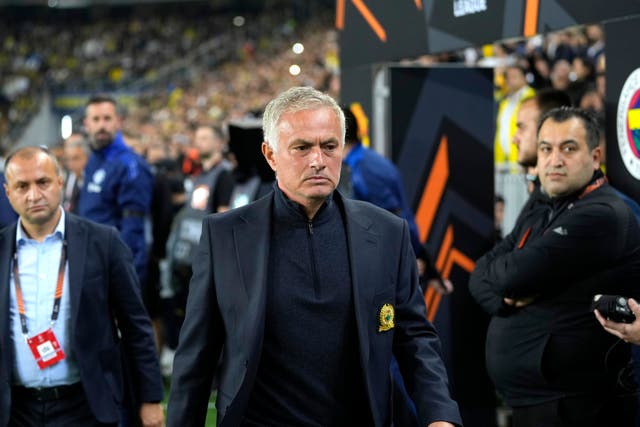 <p>Jose Mourinho was sent off in the Europa League draw </p>