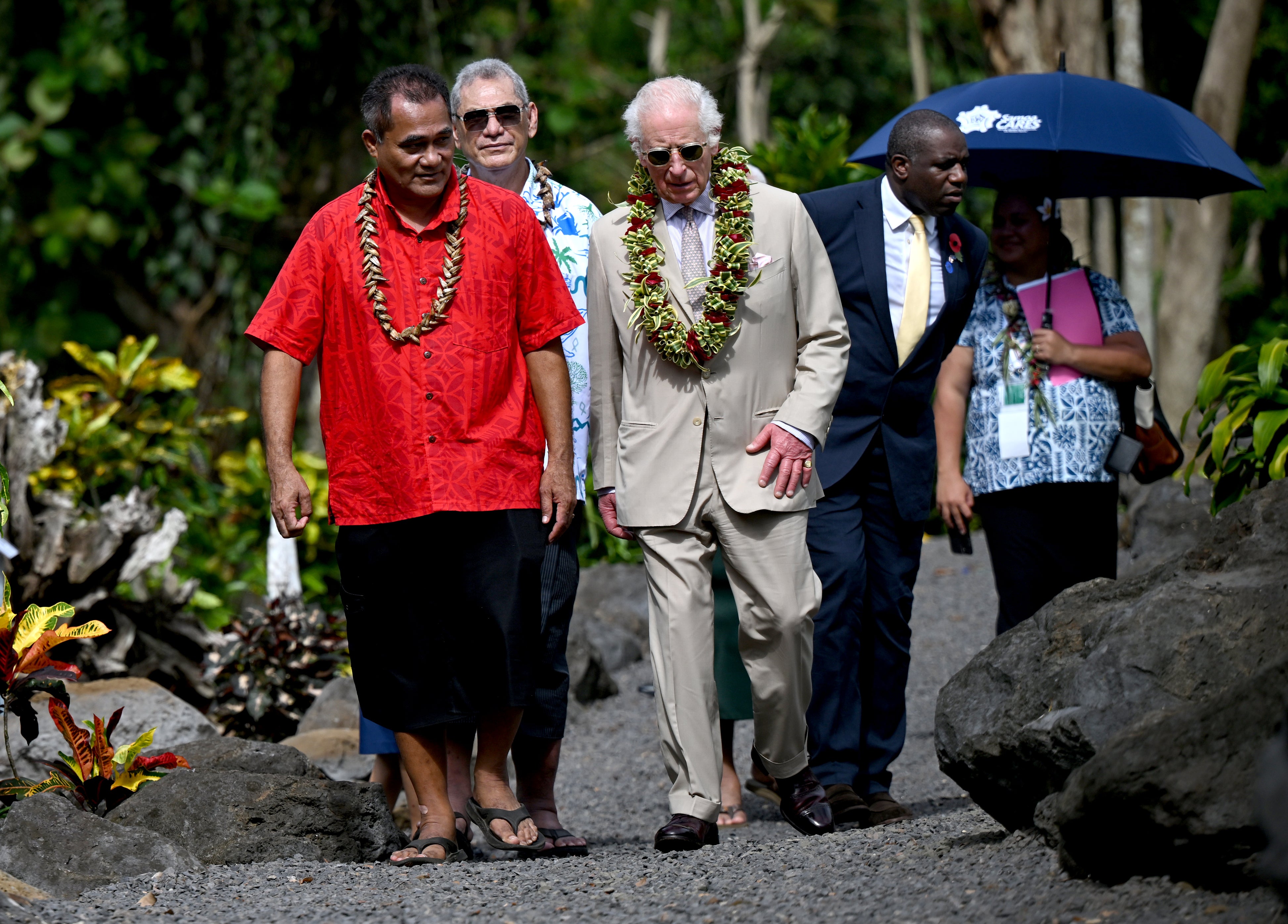 King Charles III, during a visit to officially open The King's Garden, at the Robert Louis Stevenson Museum in Apia