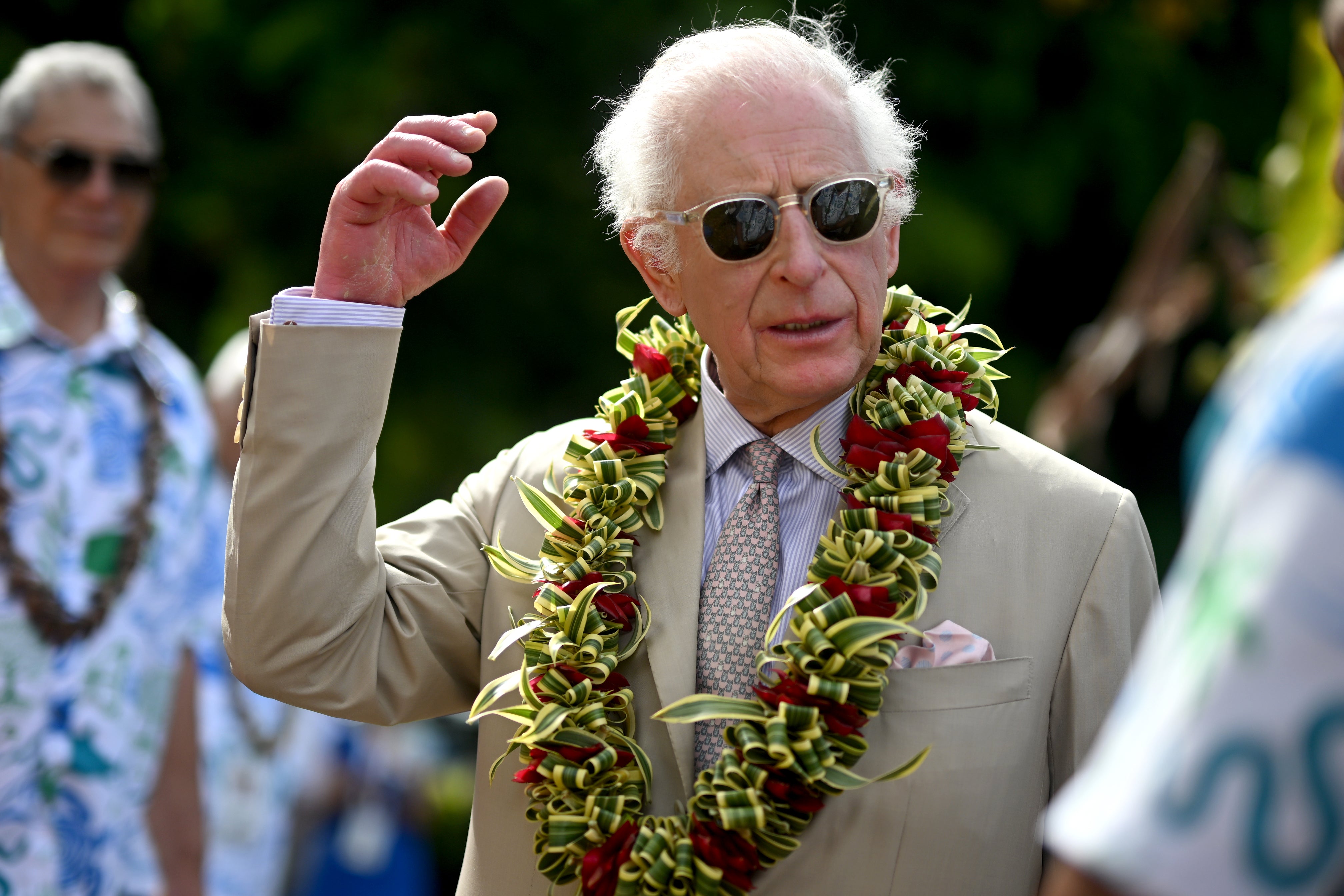 King Charles III, during a visit to officially open The King’s Garden, at the Robert Louis Stevenson Museum in Apia