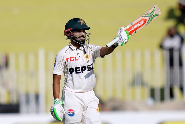 Saud Shakeel’s century halted England’s progress (Anjum Naveed/AP)