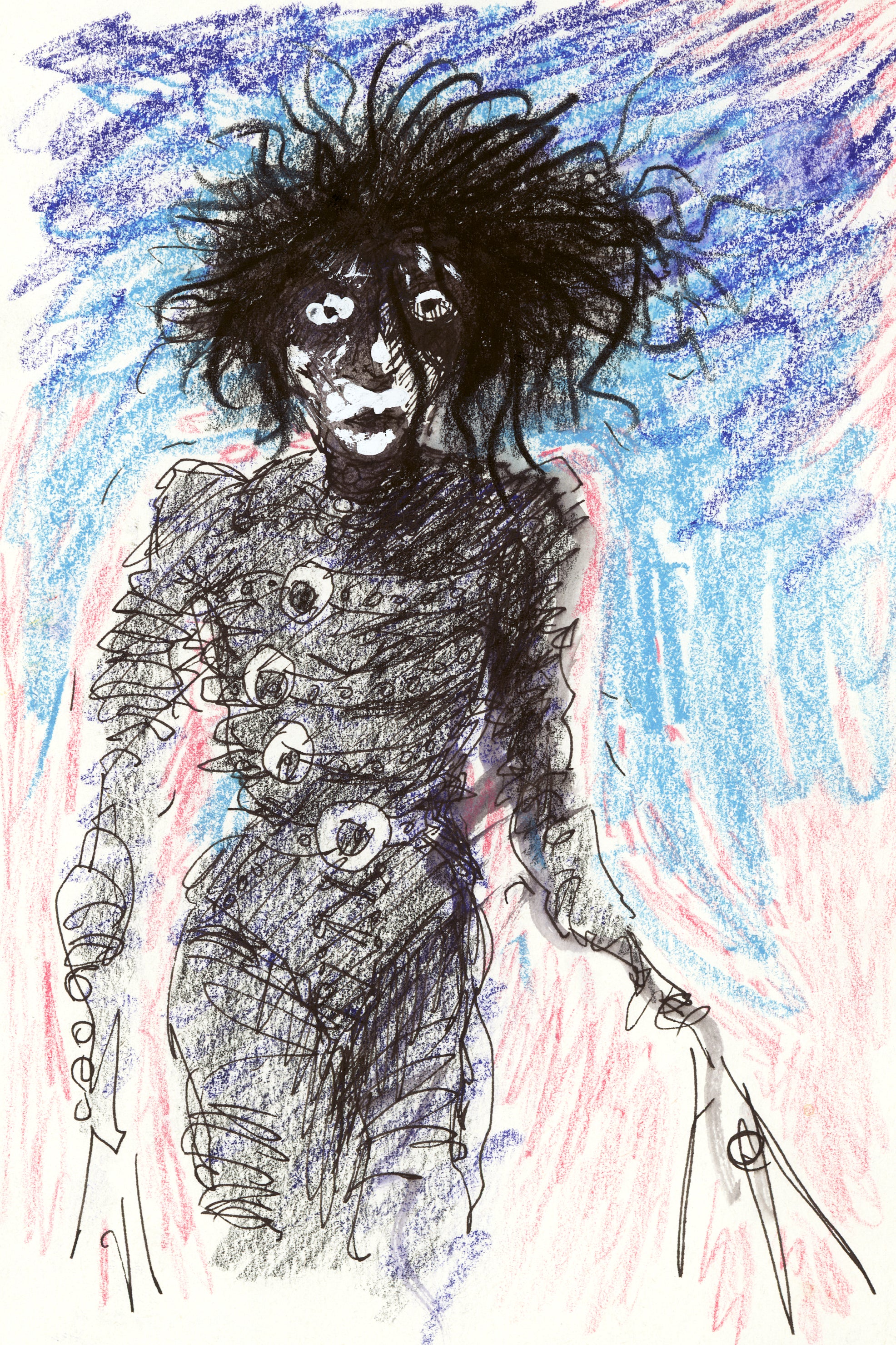 An early sketch of Edward Scissorhands, drawn by Burton before production of his film began