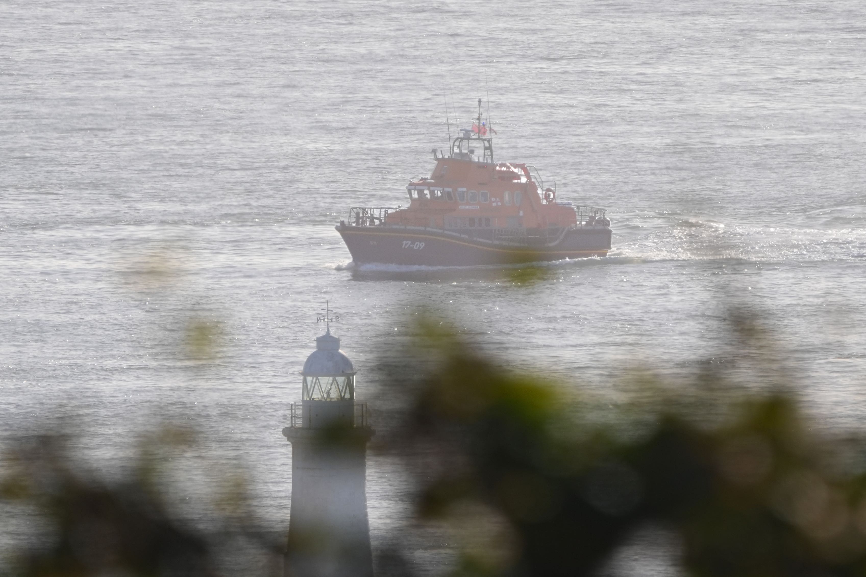 The RNLI Dover Lifeboat returns to shore following a small boat incident in the Channel (Gareth Fuller/PA)