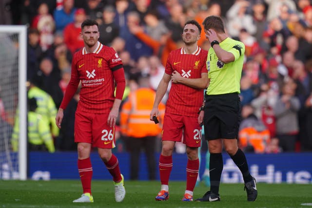 Liverpool will be without Diogo Jota against Arsenal (Peter Byrne/PA)